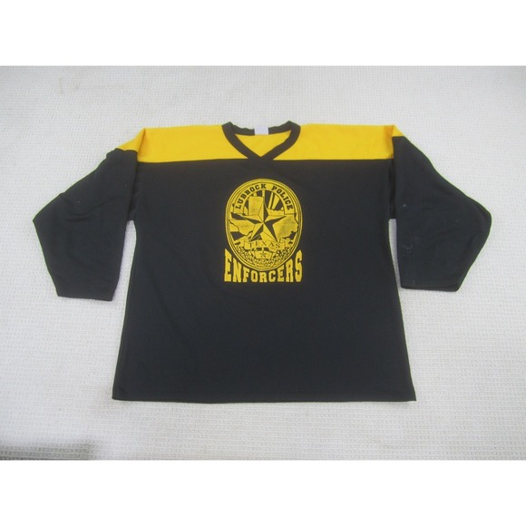 VTG‎ Hockey Jersey Adult XL Black Yellow Lubbock Police Enforcers Mens - Picture 1 of 12